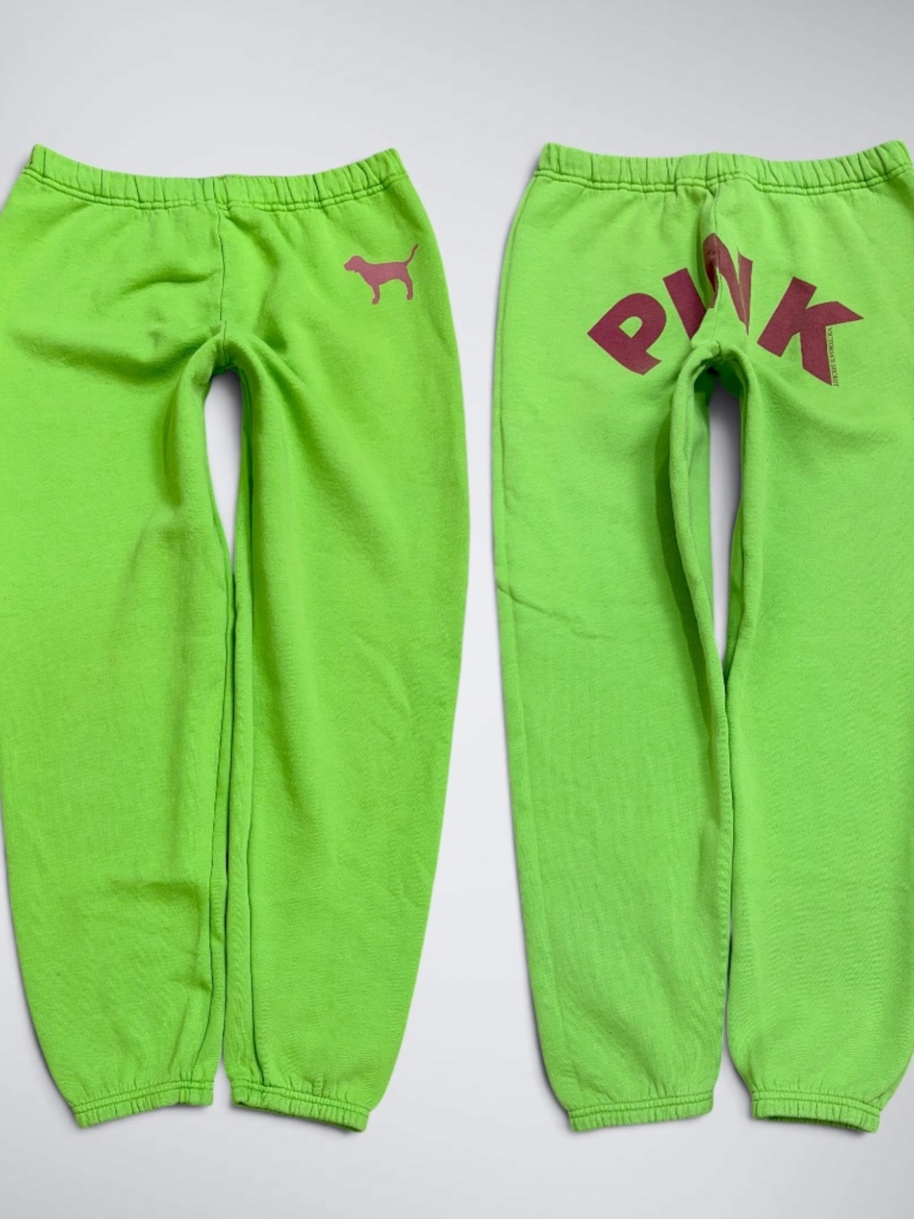 VTG Y2K VS PINK Lime Green Butt Spellout Sweatpants